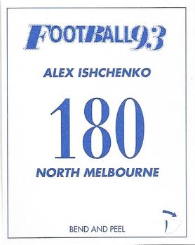 1993 Select AFL Stickers #180 Alex Ishchenko Back